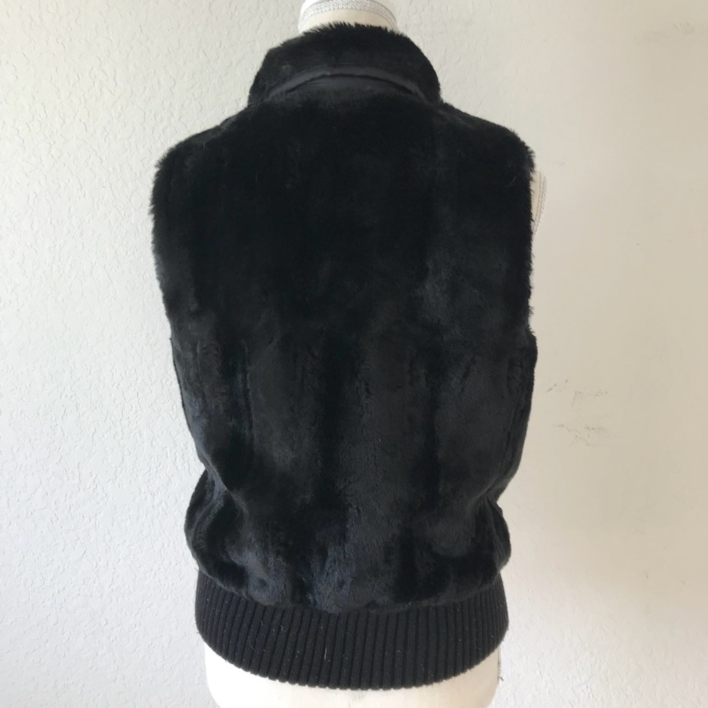 ANN TAYLOR LOFT BLACK FAUX FUR JACKET VEST MEDIUM - Picture 8 of 9